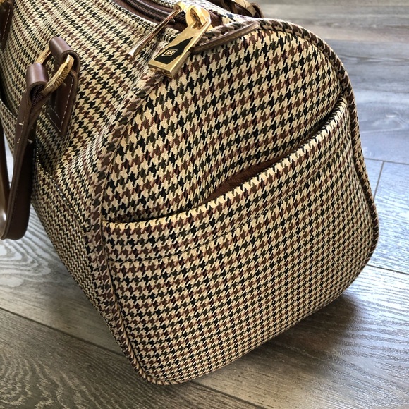 London Fog Chelsea Lites Houndstooth Travel Satchel Bag - Picture 4 of 13